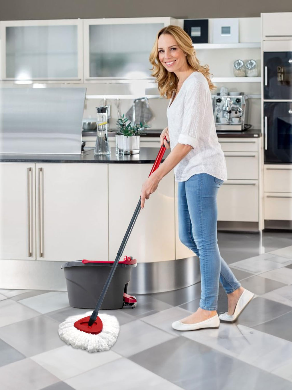 4 Pack Spin Mop Head Replace for Vileda/O-Cedar EasyWring 1 Tank,Compatible with Vileda/Ocedar Triangle Swivel Mops Microfiber Swivel Mop Refill,Deep Clean (4 mop refills)