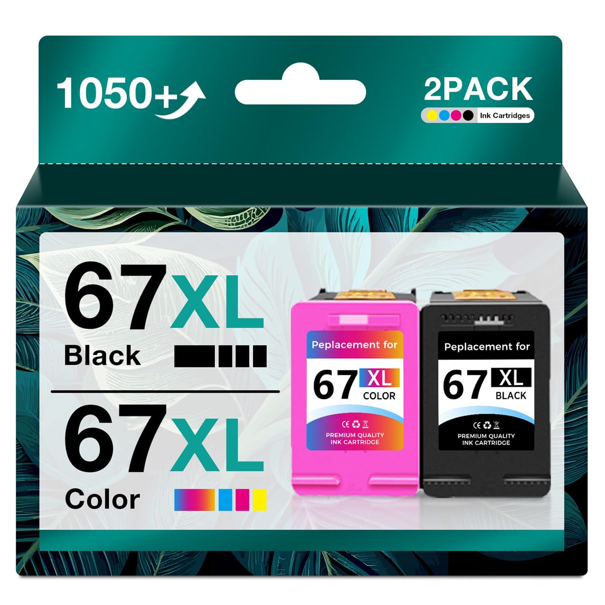 67 Ink Cartridges Black Color Combo Pack - Deskjet 4100 2700 Ink Cartridges (1 Black, 1 Tri-Color, 2 Pack)