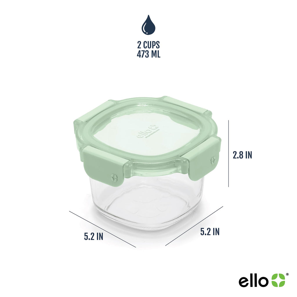 Ello Color Lock 2 Cup 6PC, 3 Pack Glass Meal Prep Sets Leak-Proof Glass Food Storage Containers with Airtight BPA-Free Plastic Lids, Dishwasher, Microwave, and Freezer Safe, Desert Festival