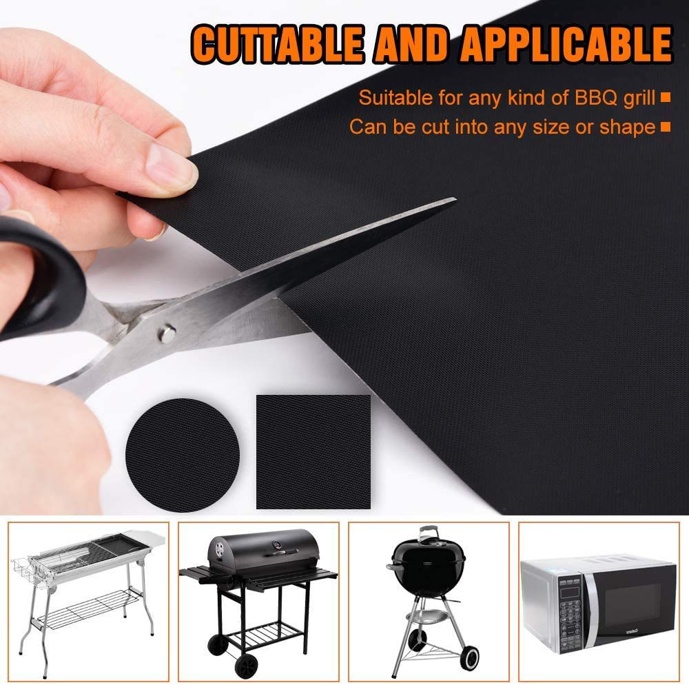 BBQ Grill Mat, Non-Stick Reusable Heat Resistant Baking Mat Pads, Durable Easy-to-Clean Sheets, PFOA-Free, Perfect for Grilling Meat, Veggies, Seafood on Gas, Charcoal, Oven, Electric Grills - 7 PCS