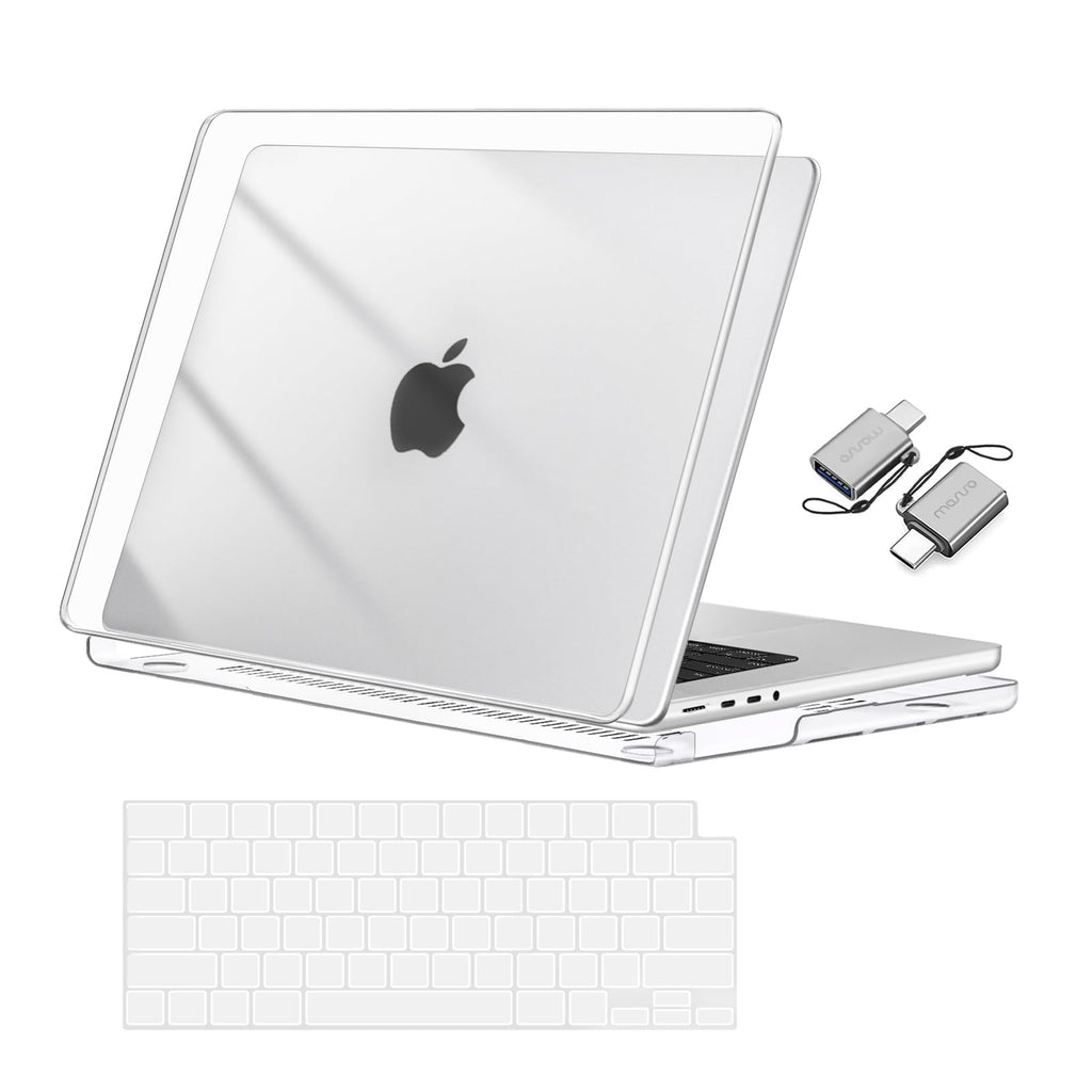 MOSISO Compatible with MacBook Pro 16 inch Case 2026 M5 2025-2021 M4 M3 M2 M1 A3429 A3428 A3403 A3186 A2991 A2780 A2485, Protective Plastic Hard Shell&Keyboard Cover&Type C, Crystal Clear