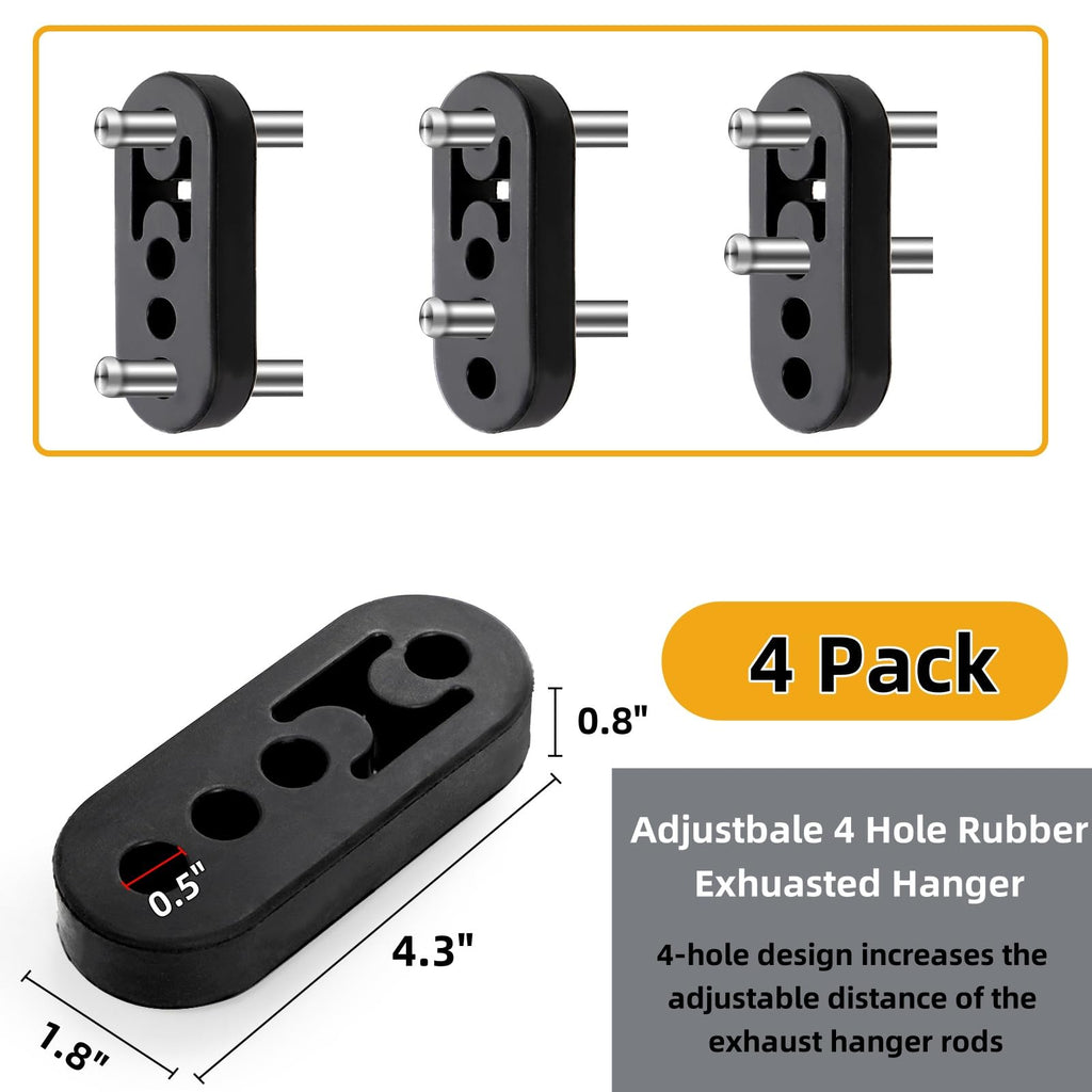 Covzoe Exhaust Hanger Removal Pliers and 4 Pieces 4 Hole Hanger Rubber Kit, Universal Muffler Rubber Bracket Separation Exhaust Pliers Compatible with All Car Pipe Exhaust Hangers