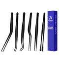 Kitchen Tweezer Tongs Set,6 Pcs Kitchen Tweezers,6.3" Cooking Tweezers Set,Stainless-Steel Food Chef Culinary Tweezers Tongs for Baking Decorating Feeding Plating,Black