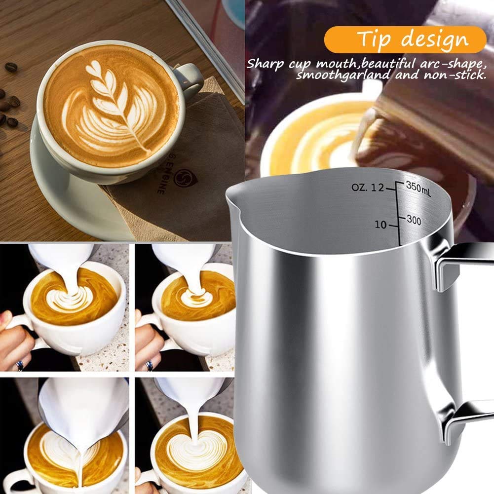 Milk Frothing Pitcher, 20 oz Milk Frother Cup Espresso Cup Stainless Steel