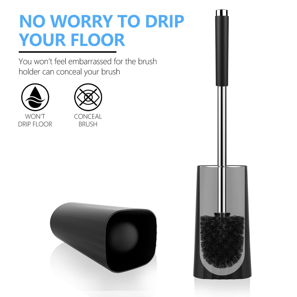 SetSail Toilet Brush, Compact Size Toilet Bowl Brush and Holder Toilet Brushes for Bathroom with Stainless Steel Handle Toilet Cleaner Brush with Durable Scrubbing Bristles, 2 Packs