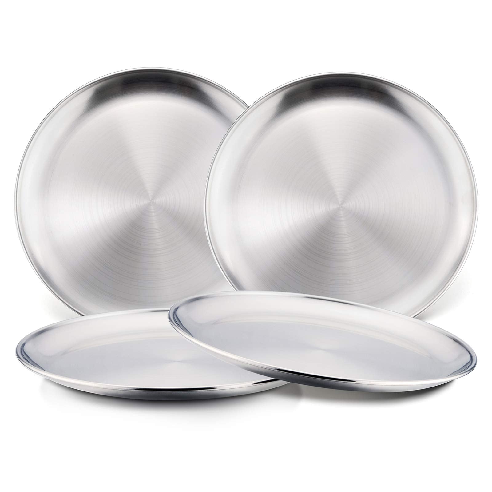 Kids 18/8 Stainless Steel Plates Dishes HaWare Toddlers Dinnerware Set for Home/Party/Gathering BPA-Free Unbreakable and Dishwasher Safe -4 Pack