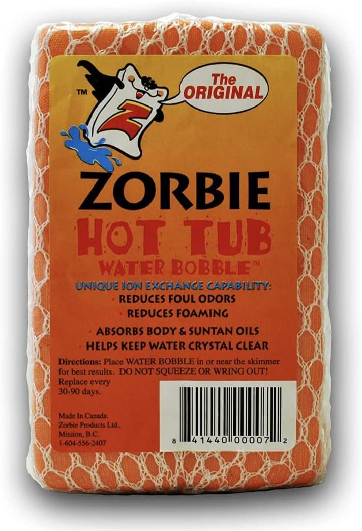 Zorbie Water Bobble Hot Tub Oil Scum Absorber - Scum Absorbing Sponge for Spas and Hot Tubs - Naturally Cleaner Water with Spa Sponges for Hot Tubs - Orange Floating Bobble with String