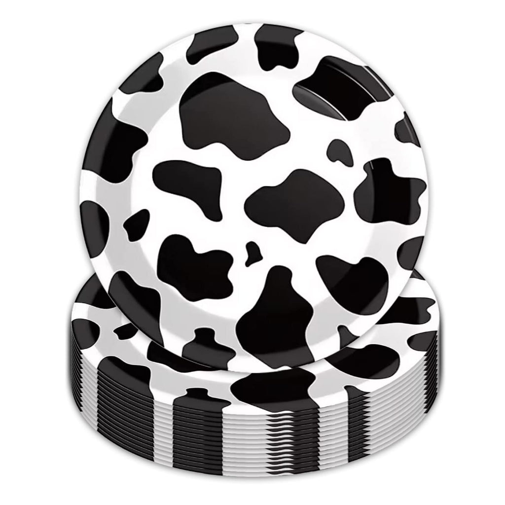 50PCS Cow Print Plates 9 Inch Cow Paper Plates Jungle Safari Party Supplies Animal Print Party Plates Cow Theme Birthday Party Plates Disposable Paper Food Trays Baby Shower Jungle Party Decorations