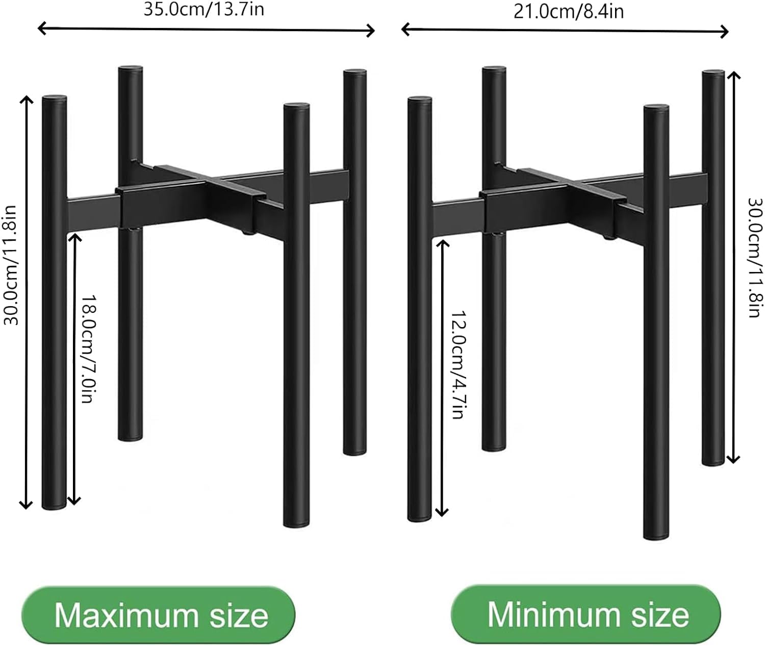 Plant Stand Indoor Adjustable, Metal Modern Plant Stands, Heavy Duty Stable Plant Pot Flower Holder Indoor Outdoor Corner, Black