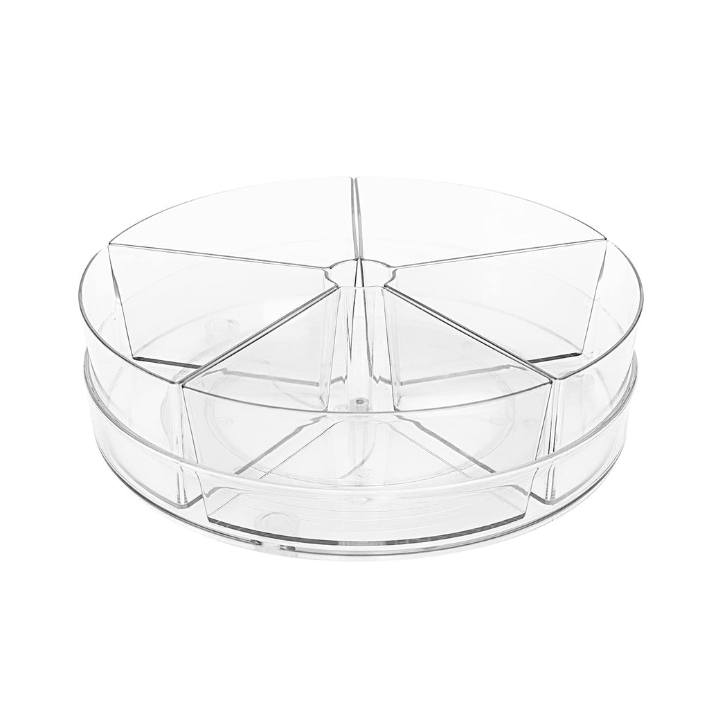 Roninkier Clear Lazy Susan Organizer with 5 Removable Bins, 11 Inch Round Plastic Rotating Storage Container for Cabinet, Pantry, Fridge, Vanity