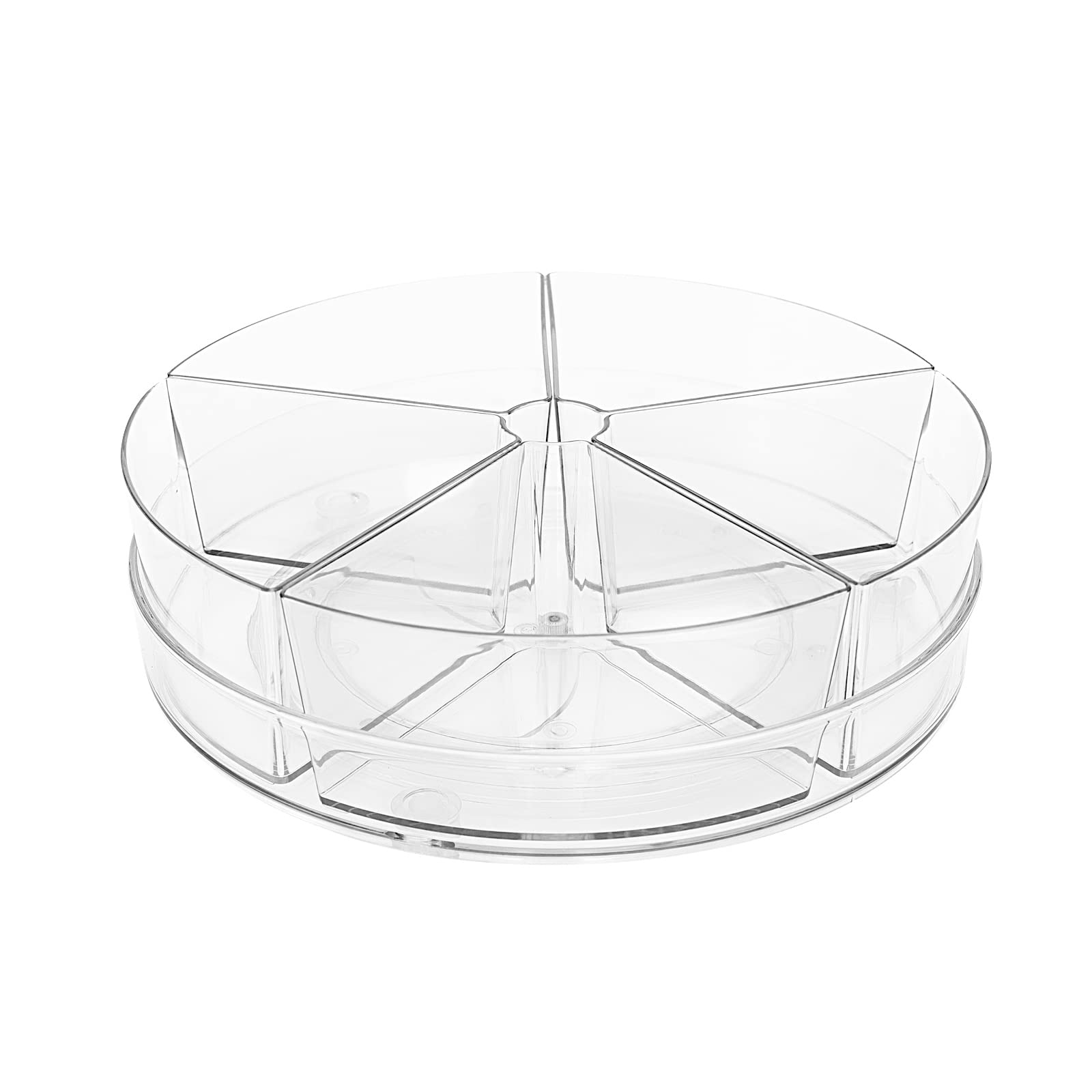 Roninkier Clear Lazy Susan Organizer with 5 Removable Bins, 11 Inch Round Plastic Rotating Storage Container for Cabinet, Pantry, Fridge, Vanity