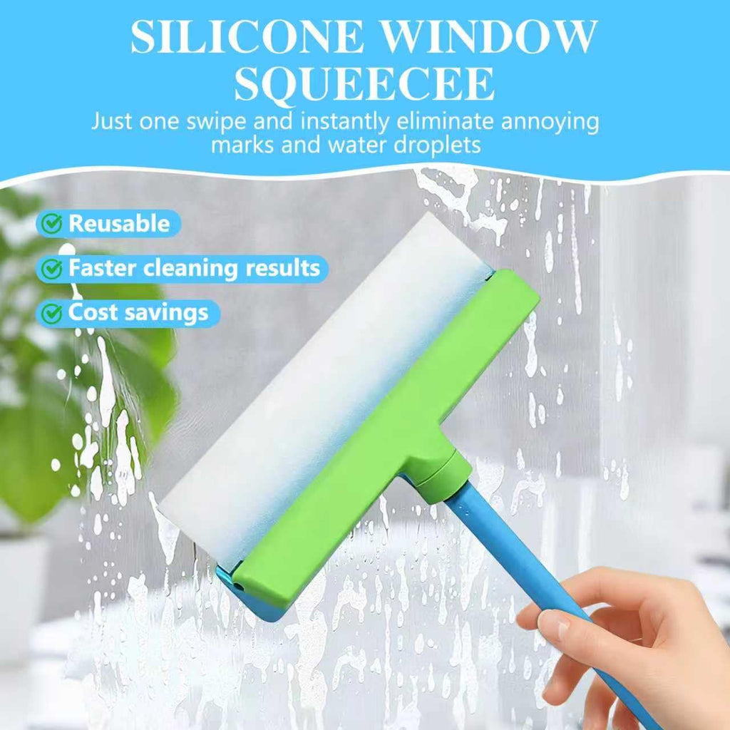 Window Squeegee - Recyclable Cleaner Scraper with Microfiber Scrubber, Window Cleaner for Glass Mirror Car Shower Doors Squeegee