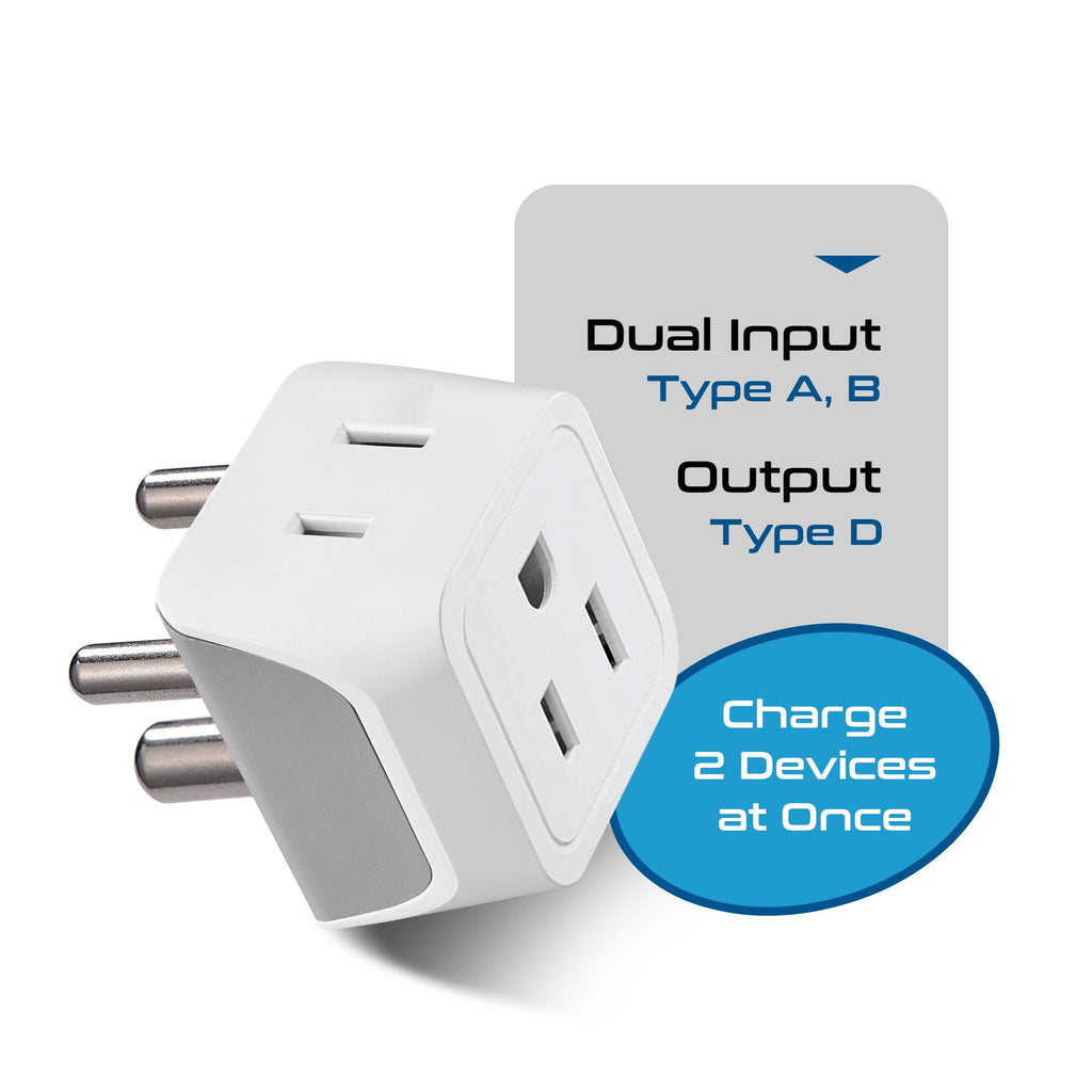 Ceptics Canada to India, Pakistan, Nepal Travel Adapter (Type D) - Dual Input - Ultra Compact - Charge your Cell Phone, Laptops, Tablets (CT-10, 3 Pack)