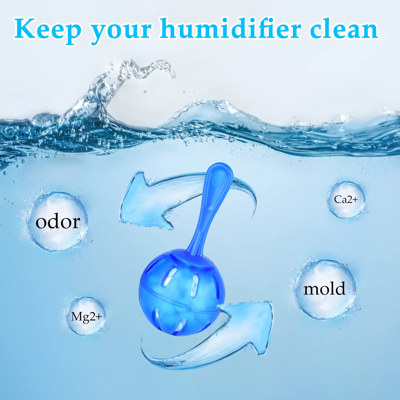 12Pack Humidifier Cleaner,Fish Tank Cleaner,Demineralization Cleaning Ball,Compatible with Vicks, LEVOIT Warm and Cool Mist Humidifiers,Purifies Water,Prevents Hard Water Build-Up,Humidifier Filter