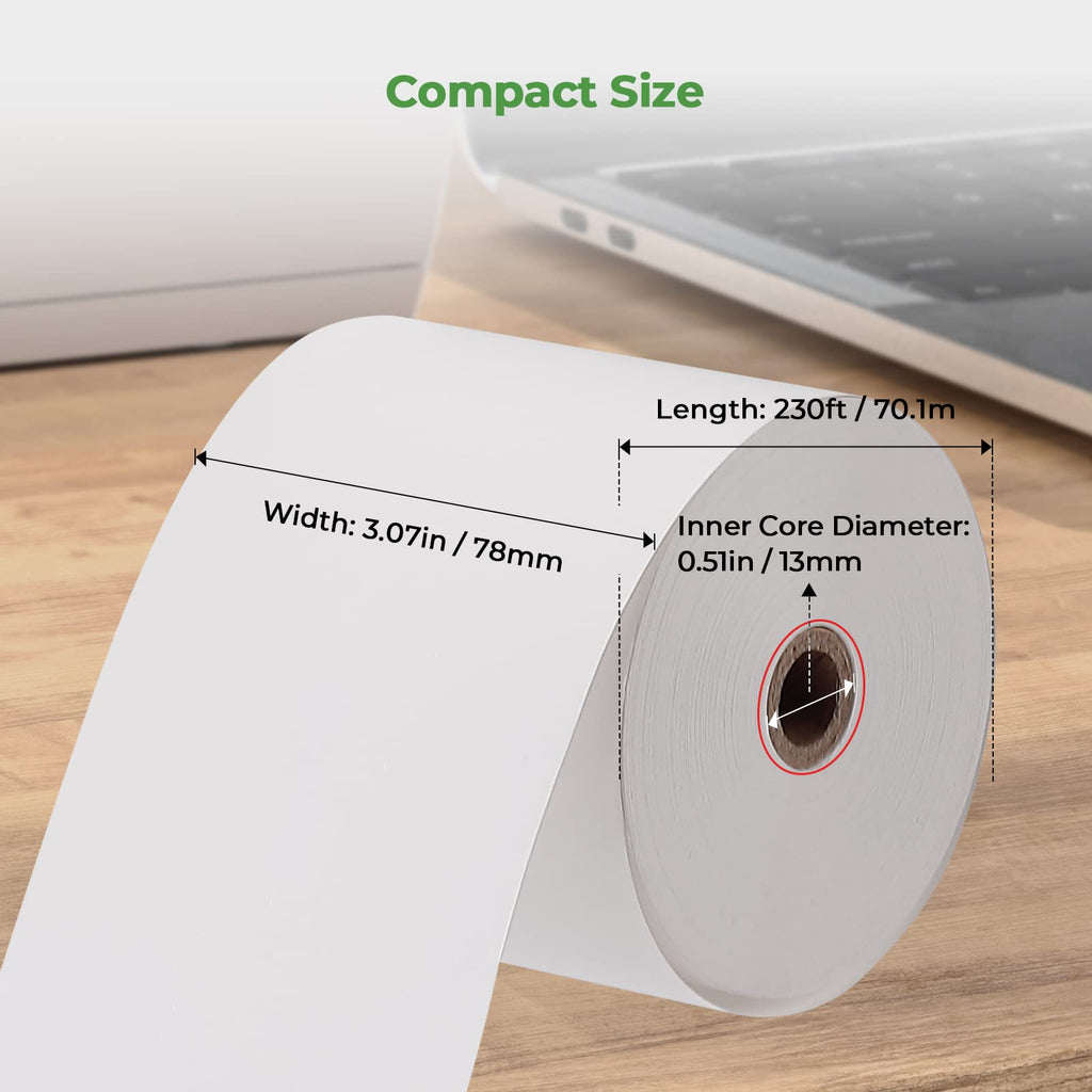 MUNBYN Thermal Paper 3 1/8 x 230ft, 10 Rolls Receipt Paper Work for Star Micronics TSP100 TSP143 Epson 80mm Receipt Printer Square POS Register, 80mm Thermal Receipt Paper, BPA Free, Plus Version