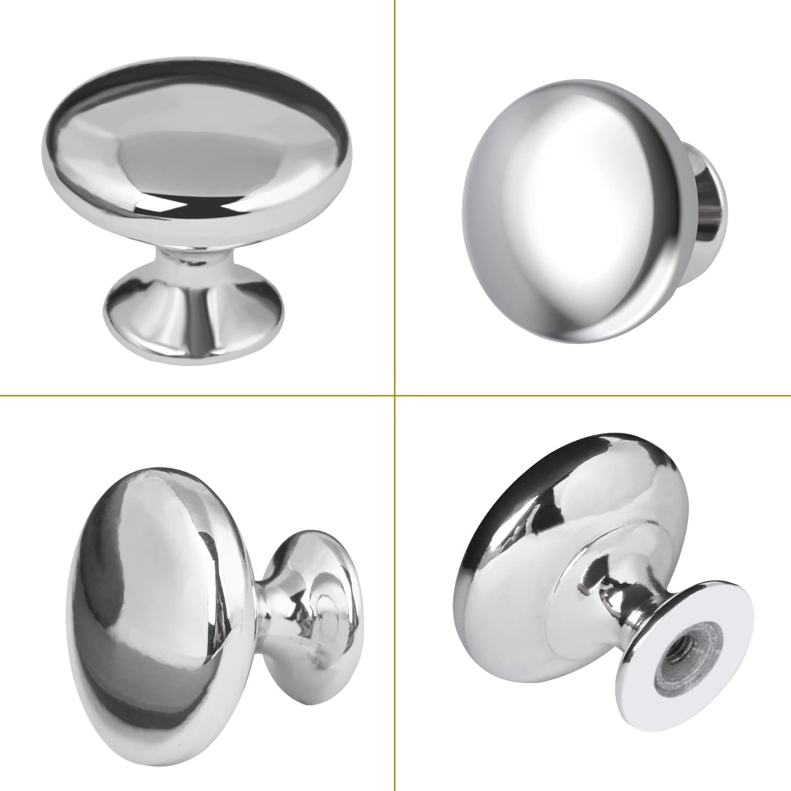 OctinPris Polished Chrome Cabinet Knobs Silver Closet Door Knob 30mm Pull Handles for Kitchen Cupboard Furniture Chest Dresser Bathroom (10pack)