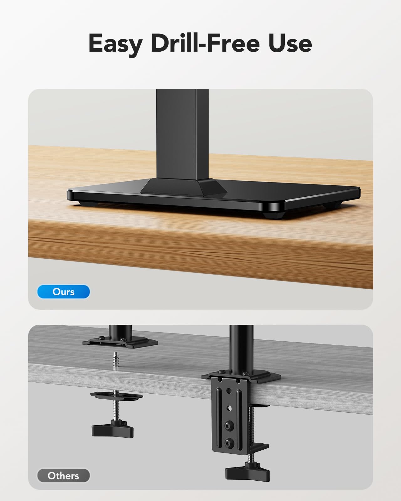 HUANUO Monitor Stand, Freestanding VESA Monitor Mount for 13″–34″ Screens up to 44 lbs, 5 Height Options, Swivel Desk Monitor Stand Riser with 360° Rotation, Tilt, 75x75mm/100x100mm VESA, HNTVS29