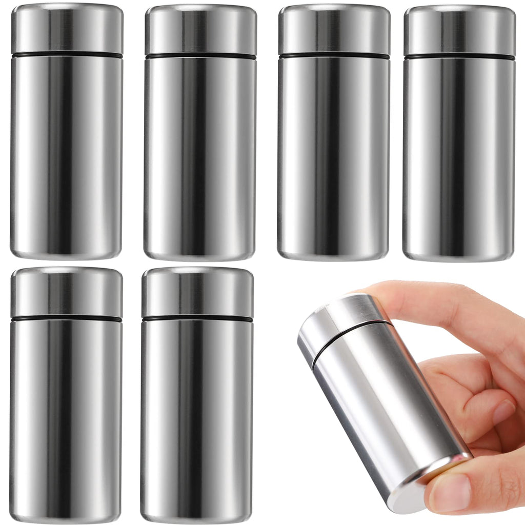 Dicunoy 6 Pack Small Storage Jars with Lids, 1.4oz Portable Aluminum Air Tight Storage Containers, Smell Proof Container, Waterproof Mini Metal Tins, Pocket Bottles for Spices, Tea, Traveling