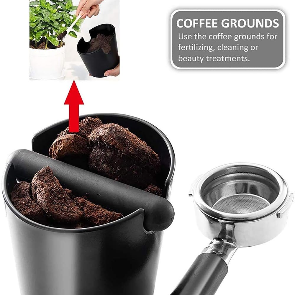 Asphodelia Coffee Knock Box and Coffee Stirrer,ABS Coffee Grind Knock Box, Shock-Absorbent Durable Grind Waste Bin with Removable Detachable Knock Bar and Non-Slip Base