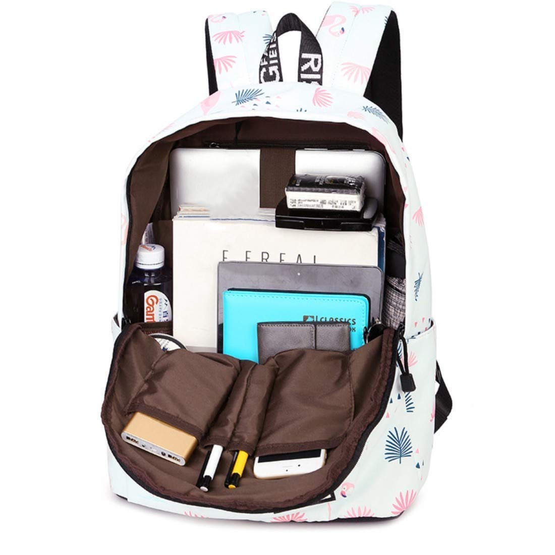 Backpack for Women Girls, YANAIER Cute Floral Waterproof School Bookbag Laptop Backpack Hiking Travel Daypack Cat