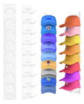 2 Pack Hat Organizer for Baseball Caps, Strong Adhesive Hat Rack for Wall, Multilayer Storage Display Holder, Wall Mounted Hat Hooks Hold up to 18 Hats for Closet Door and Bedroom (White)