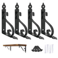 OVOV 4 Pack Decorative Shelf Brackets 6 inch Black L Brackets for Shelves Wall Mounted Heavy Duty Metal Corner Brace Shelving Support with Screws