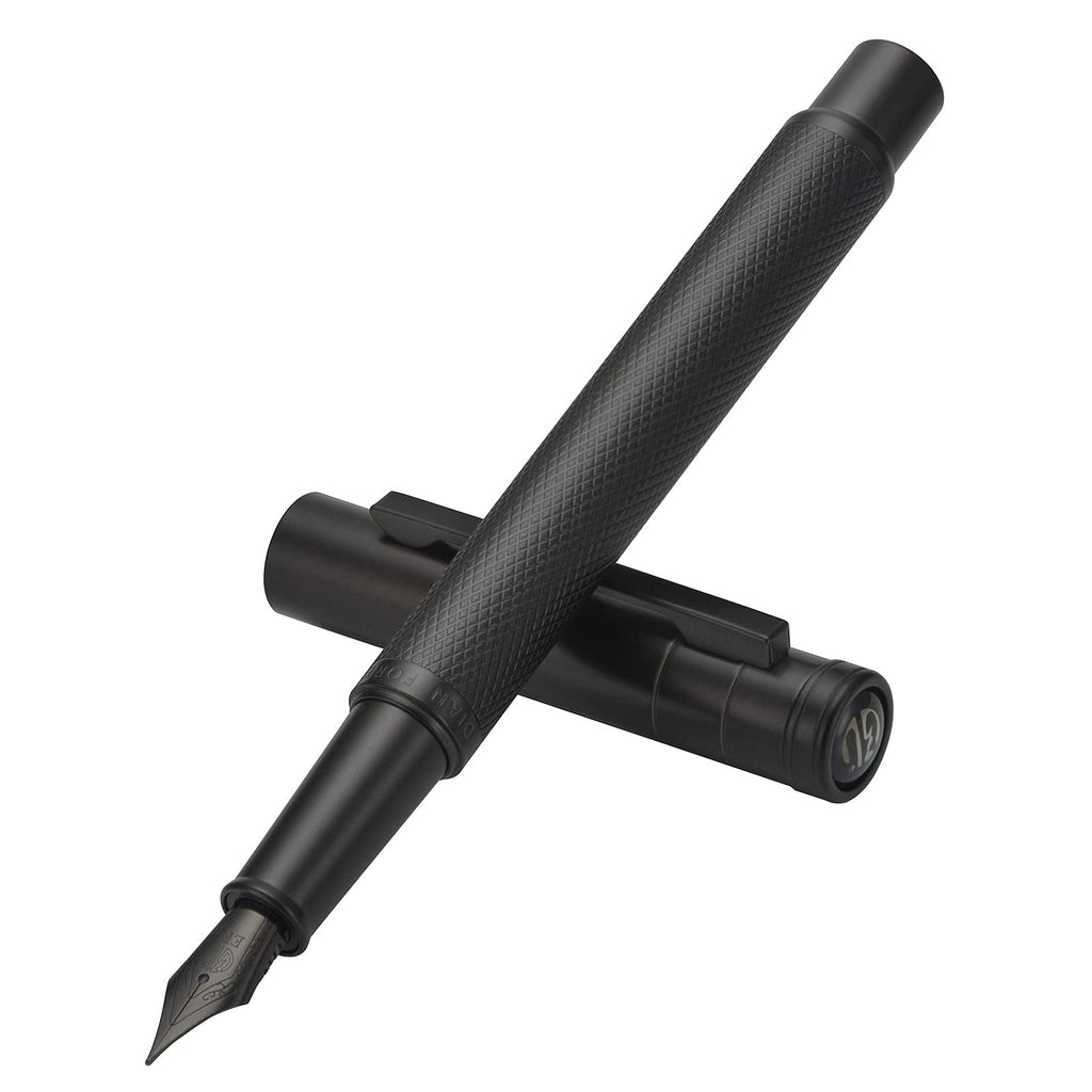 Asvine Matte Black Forest Fountain Pen Extra Fine Nib Classic Design with Converter and Metal Pen Box Set