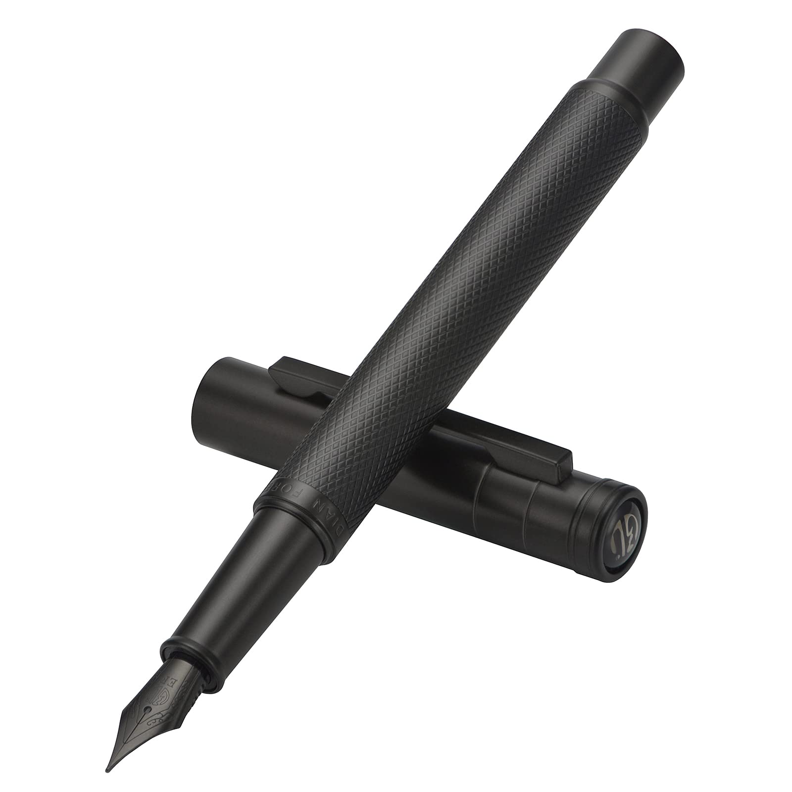 Asvine Matte Black Forest Fountain Pen Extra Fine Nib Classic Design with Converter and Metal Pen Box Set