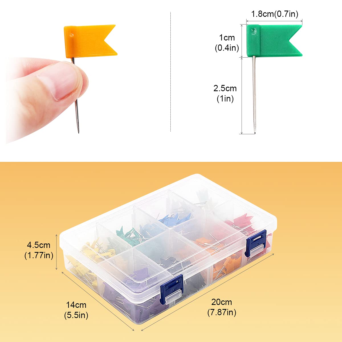 Colored Flag Map Push Pins, Coideal 400 Pcs Multicolored Decorative Travel Map Tacks Plastic Head with Steel Point for Cork Bulletin Board (8 Assorted Colors)