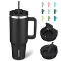 BJPKPK 40 oz Tumbler with Handle Insulated Tumblers with Lid and Straw Stainless Steel Thermal Cup,Black