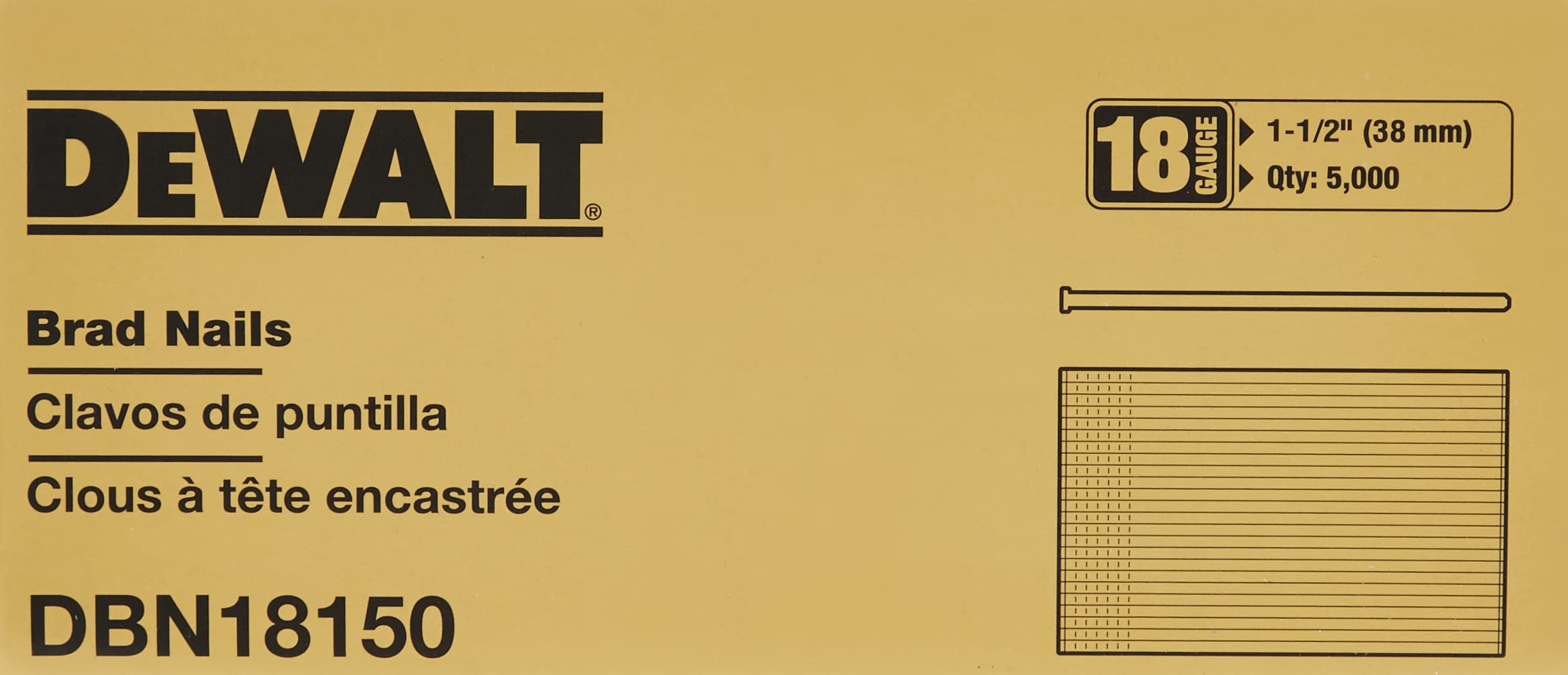 DEWALT Brad Nails, Heavy Duty, 18GA, 1-1/2-Inch, 5000-Pack (DBN18150)
