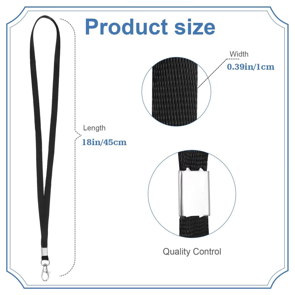 E&EY 100 Pack Lanyards Bulk for id badges Badge Holder Lanyard Flat Nylon Clip Swivel Hooks (Black)