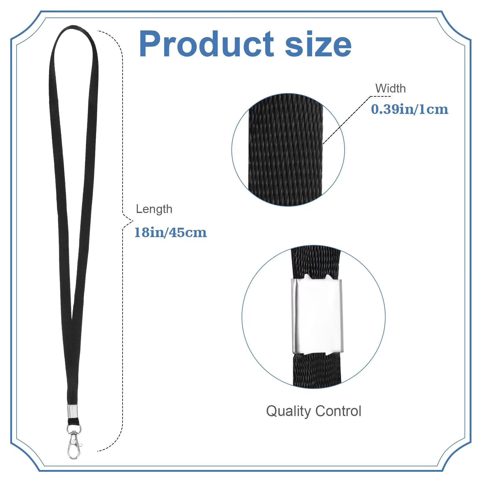 E&EY 100 Pack Lanyards Bulk for id badges Badge Holder Lanyard Flat Nylon Clip Swivel Hooks (Black)