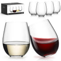 LUNA & MANTHA Stemless Wine Glasses, Crystal Red White Wine Glasses for Daily Use, Hosting, Home Bar, Evening Party, Birthdays, Shower, Housewarming Gift,Clear set of 6,18oz-6