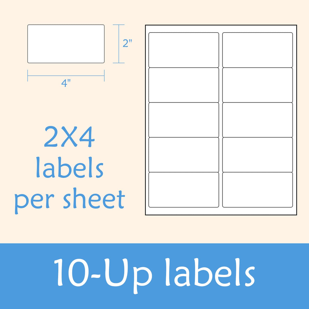 BESTIKER 2” x 4” Shipping Labels 2000 Address Labels Printable, White Sticker Label Sheets for Laser Inkjet Printers (10 Labels/Sheet, 200 Sheets)
