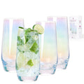 Swetwiny Colorful Highball Glasses, 18.5 Ounce Iridescent Glassware Set of 4 Lead-Free Crystal Glassware Drinking Glasses Set for Mixed Drinks, Water, Juice, Beer, Cocktail