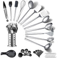 ReaNea Stainless Steel Kitchen Utensils Set 40 Pieces, Cooking Utensil Set with Utensils Holder, Kitchen Gadgets Kitchen Essentials New Home, House, Appartment Must Have, Metal Spatula Set