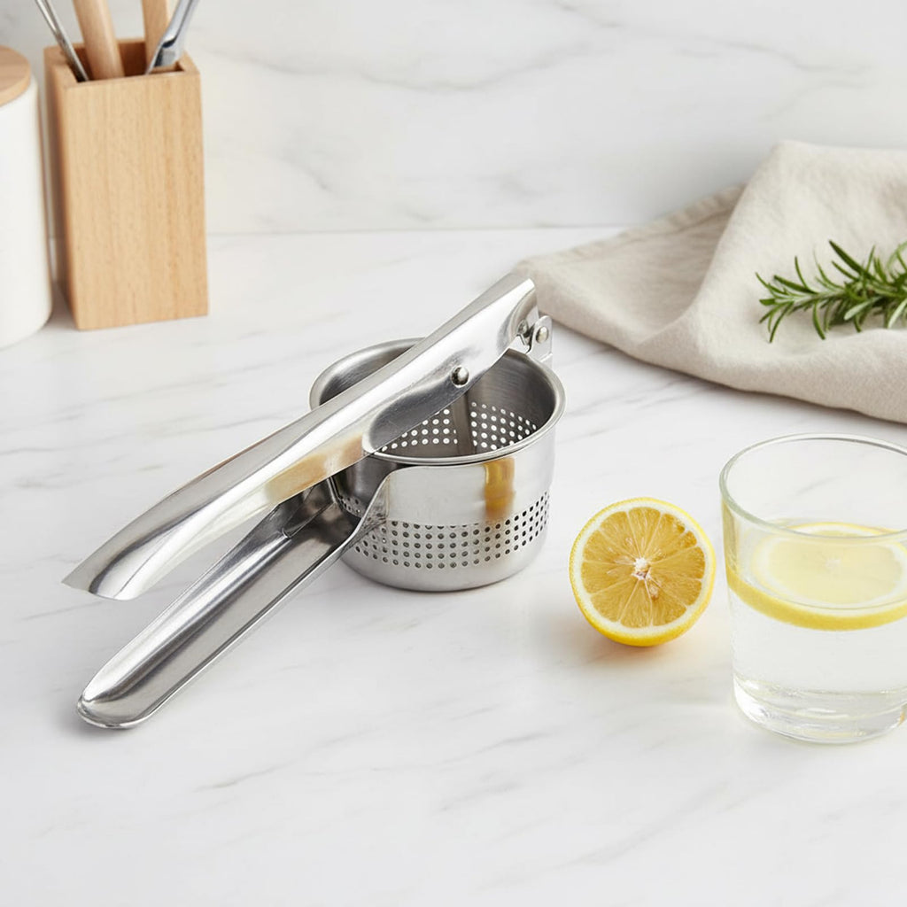 Potato Ricer Stainless Steel, Kitchen Tool Stainless Steel Manual Press Crusher for Smooth Ricer for Potatoes and Fresh Juice Preparation at Home