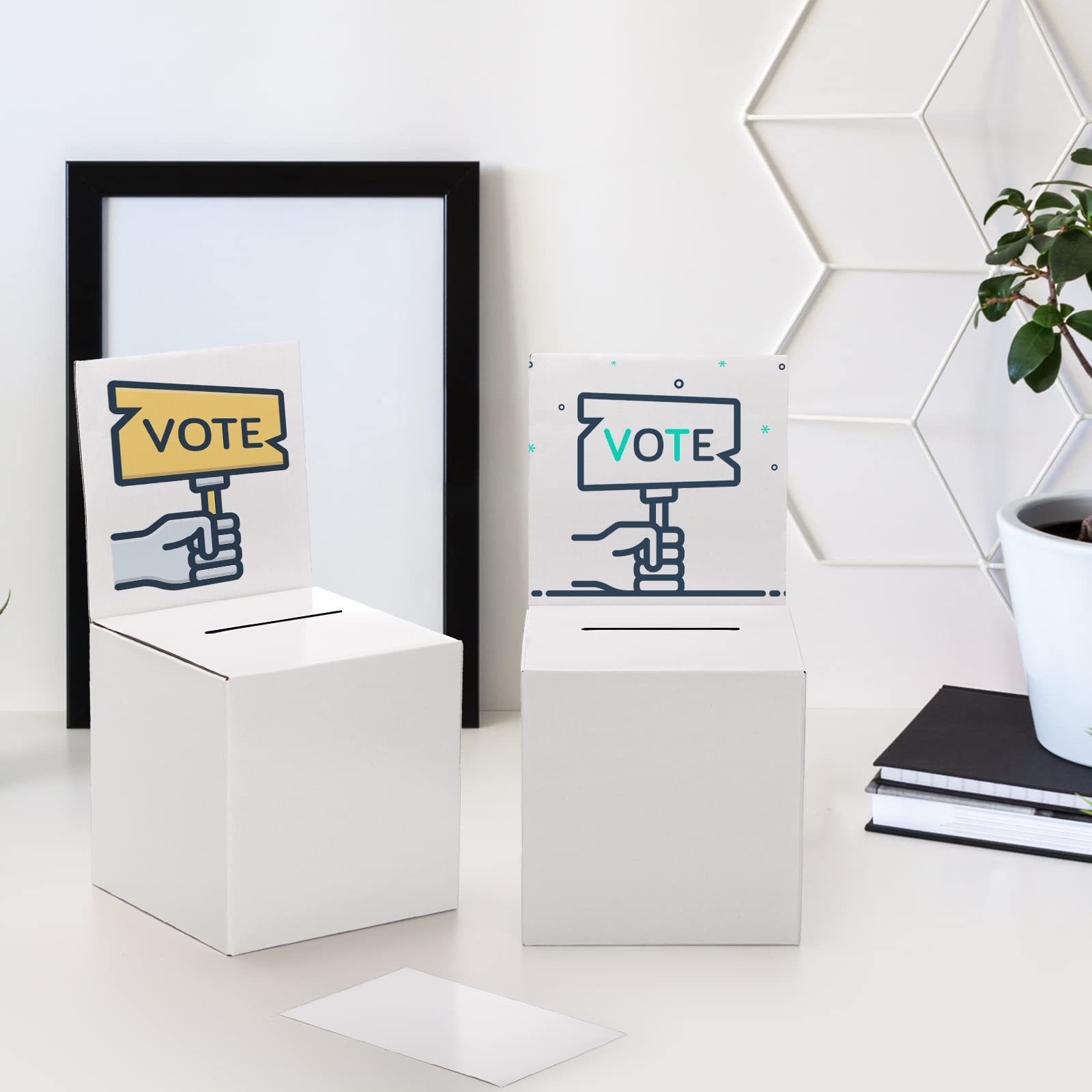 Cedilis 20 Pack Cardboard Ballot Boxes for Ticket, 6x6x6 Inches Raffle Box, Suggestions Voting Donation Boxes with Slot and Header for Charity, White