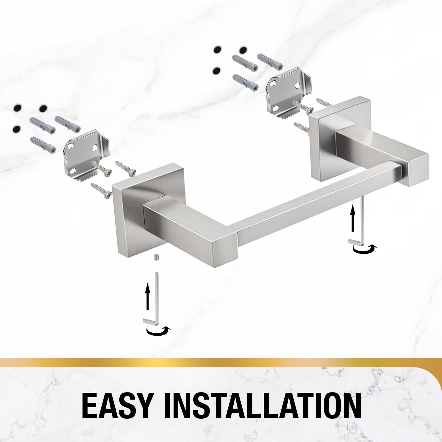HITSLAM Brushed Nickel Toilet Paper Holder, SUS304 Stainless Steel Toilet Paper Roll Holder Wall Mounted, Double Post Pivoting Square Bathroom Tissue Holder Use for Washroom Kitchen
