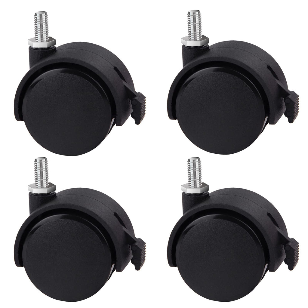 Guildrey Threaded Caster, M8-1.25 Swivel Stem for Replacement, Set of 4 Office Chair Wheels Twin Caster Wheels with Locking Brake