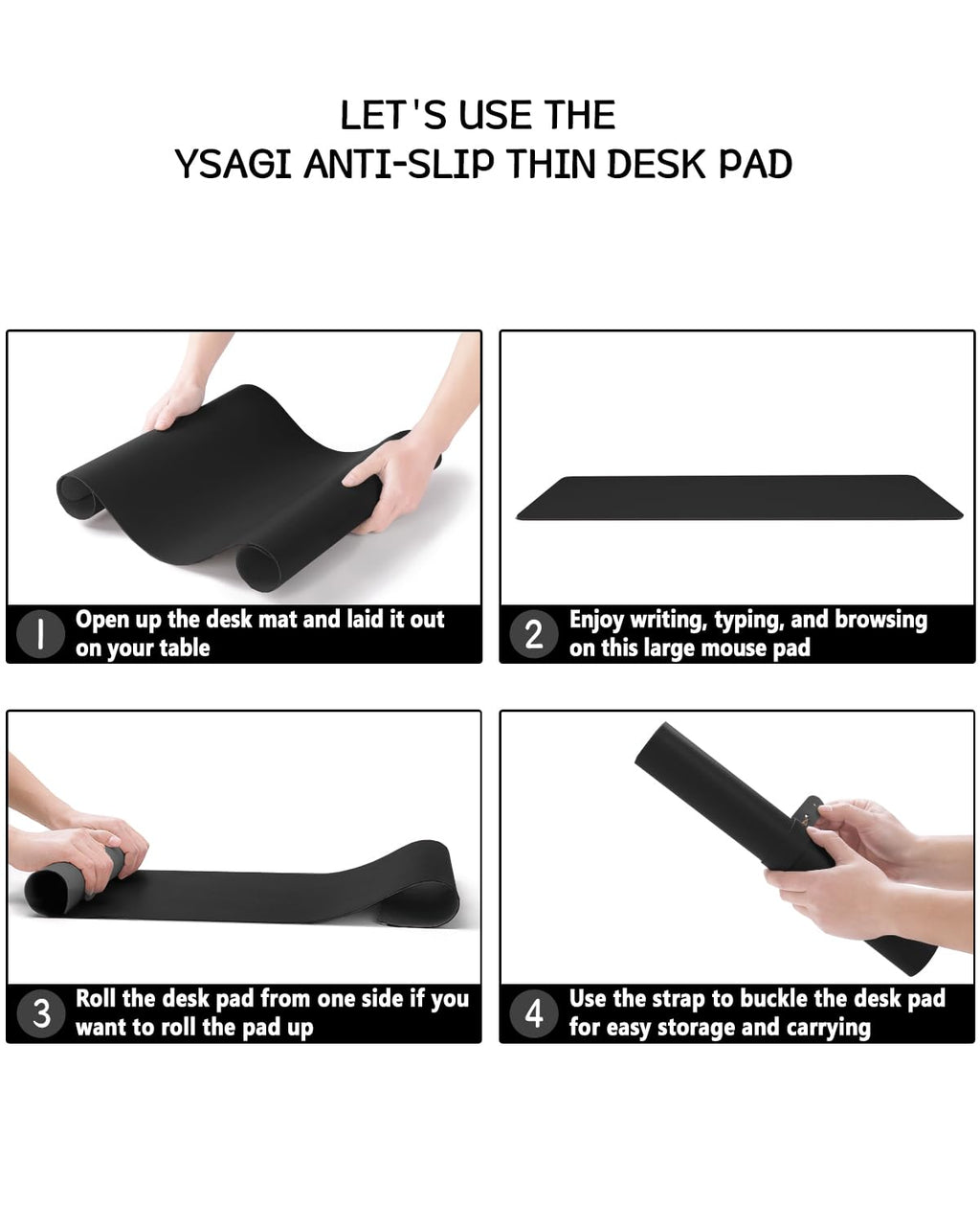 Non-Slip Desk pad,New Material Leather Desk Blotter Pad,Soft Surface Desk Mat,Easy Clean Laptop Desk Writing Mat for Office/Home (Black, 35.4" x 17")