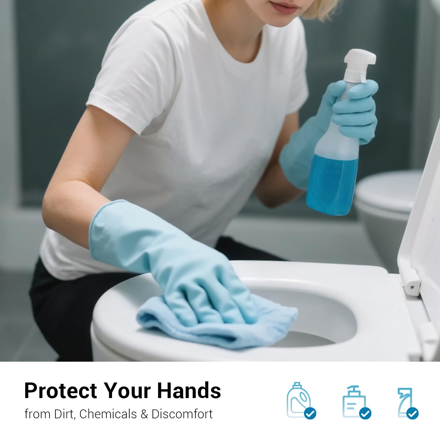 ThxToms 4 Pairs Reusable Rubber Gloves, 13" Natural Latex, 10mil Thick Heavy Duty Dishwashing & Cleaning Gloves, Non-Slip Grip, Multi-Color, Ideal for Kitchen, Bathroom, Car, & Garden Cleaning, Large