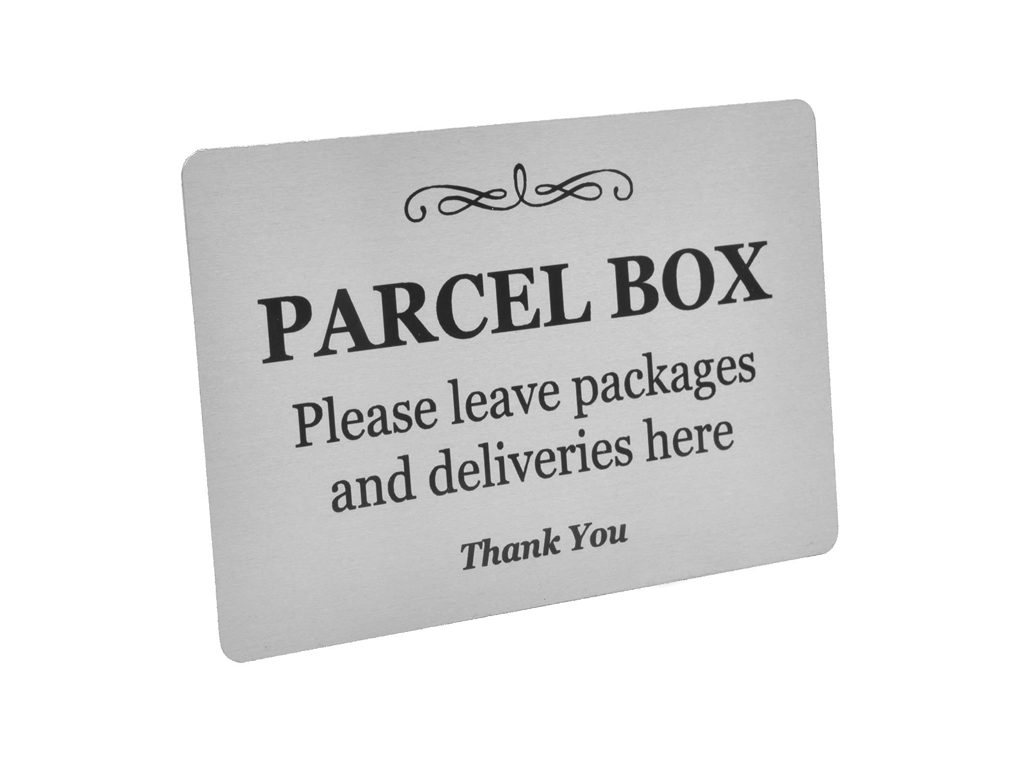 Parcel Box Sign - Metal | Aluminium with Adhesive Backing | Notice for Deliveries, Packages, Post, Mailman | Information Sign | Don't Loose Your Parcel Ever Again