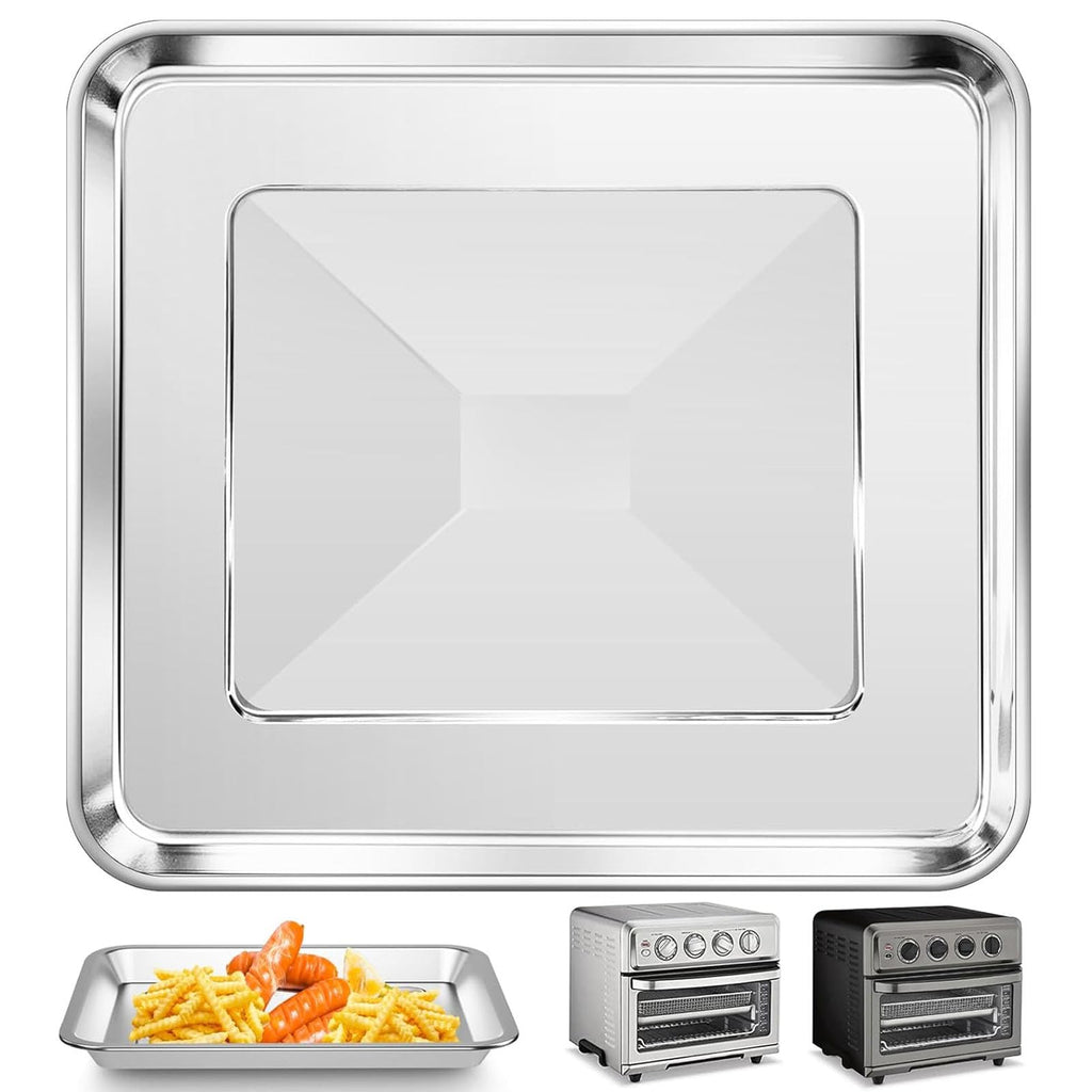 2PCS Air Fryer Replacement Parts for Cuisinart TOA-60 TOA-65 TOA-70 Toaster Convection Oven, 12 * 11'' Tray Replacement Steel Pan Toaster Oven Accessories Parts