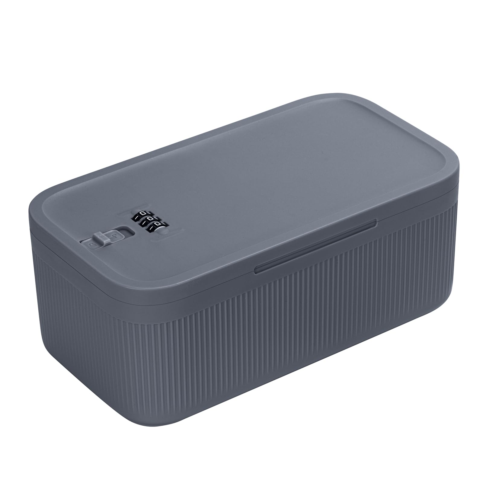 GLOQESEN Lockable Storage Box, Medicine Safe Small Lock Box, Cell Phone Locked Jail, Food Fridge Containers Bin for Personal Home Office Organization Travel Gift (Gray)