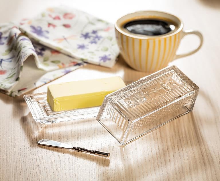 Abbott Collection Quarter Pound Butter Dish with Lid, Clear Glass (7" Long)