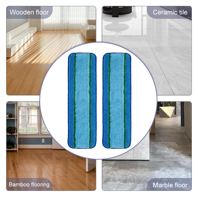 6 Pack Mop Pads Refills for Bona Family of Mops, 2 Microfiber Cleaning Pad, 2 Deep Clean Microfiber Pad, 2 Dust Clean Pads