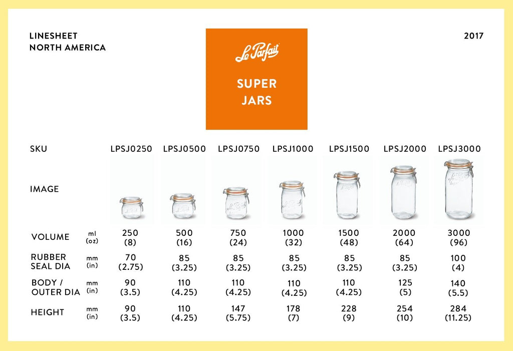 Le Parfait Super Canning Jar - 1.5L French Glass With Round Body, Airtight Lid, Wide Mouth - Clear (32oz/Quart & Half, 1 Pack)