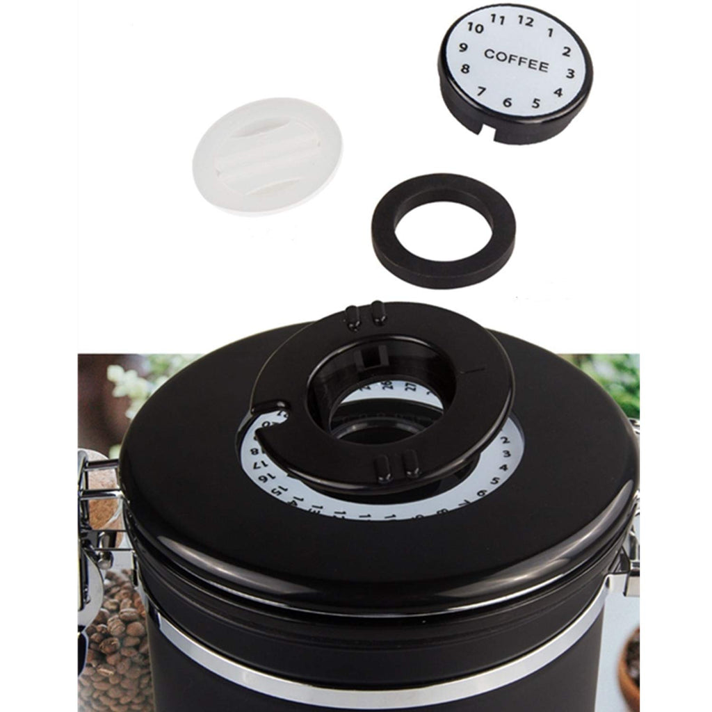 Yopay Airtight Coffee Canister, Stainless Steel Coffee Container with Measuring Scoop for the Kitchen, Coffee Ground Vault Jar With One Way Co2 Valve, Tea Coffee Beans Sugar Fresher, 16 oz, Black